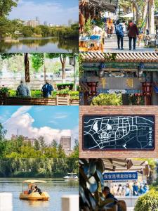 昆明Time Traveller Boutique Hotel - Near Kunming North Railway Station, Dianchi Lake, Kunming Zoo, 10 minutes away from Chuanxingulou Subway Station, Free ice cream, mineral water, coffee, snacks and laundry service, Free GYM, English communication well的河上人的照片拼合在一起