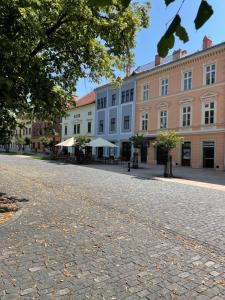 莱沃恰historical Zaffir house - market square的建筑前的鹅卵石街道