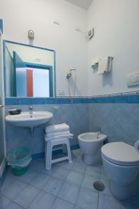 马奥莱奥西酒店的一间带水槽、卫生间和镜子的浴室