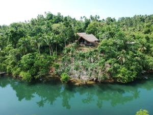 卢纳将军城Private Villa with Pool - Kalani River Villas的水中的岛屿,上面有房子