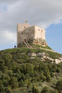 Curiel de Duero库列尔城堡皇家庄园酒店的山顶上的城堡