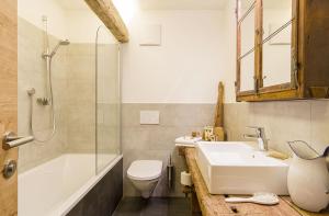 塞尔瓦迪加尔代纳山谷Chalet Da Mont的一间带水槽、卫生间和淋浴的浴室