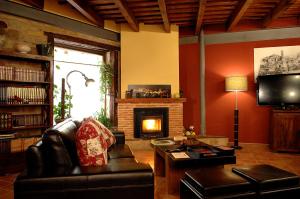 锡古恩萨Los Cuatro Caños的带沙发和壁炉的客厅