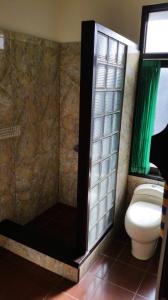 甘地达萨阿玉塔曼纱丽酒店的一间带卫生间和淋浴及窗户的浴室