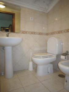 塞亚米拉-索尔旅舍的一间带卫生间和水槽的浴室