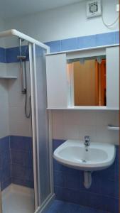 马里尔伊瓦Residence Lores 2的浴室配有盥洗盆和带镜子的淋浴