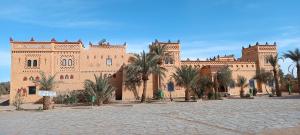 梅尔祖卡Riad Kasbah le Touareg的一座棕榈树环绕的大建筑