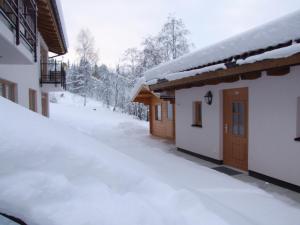 弗拉绍奥博堡公寓的房子旁边的雪地覆盖的院子