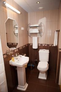 Rõuge奥比库洛别墅的一间带卫生间、水槽和镜子的浴室