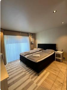 卑尔根Bedroom near city center的一间卧室设有一张大床和一个窗户。