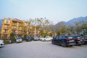 瑞诗凯诗Luxury Aloha Apartments, Rishikesh的停在停车场的一帮车