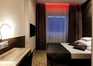 罗兹努公寓式酒店的酒店客房设有床和窗户。