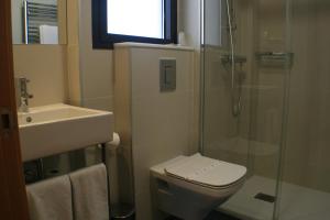 桑坦德欧洲之峰酒店的带淋浴、卫生间和盥洗盆的浴室
