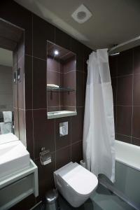 邓迪维特斯芒乔利酒店的一间带卫生间、水槽和镜子的浴室