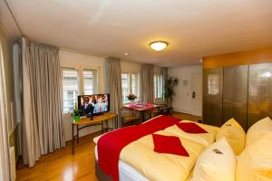海德堡金福克酒店的一间卧室配有一张床和一台电视