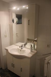 康斯坦茨康斯坦斯公寓的白色的浴室设有水槽和镜子