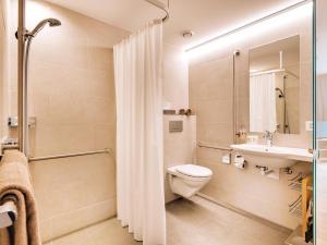 Berlingen博登湖菲林酒店的浴室配有卫生间、盥洗盆和淋浴。