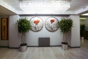 安卡拉安卡拉套房公寓酒店的墙上有三株盆栽植物的房间