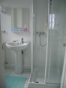 皮耶罗沃尔布奥特昂1号住宿加早餐旅馆的白色的浴室设有水槽和淋浴。