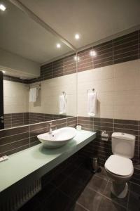 科扎尼阿力阿克蒙酒店的一间带水槽、卫生间和镜子的浴室