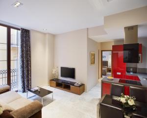 瓦伦西亚朱里斯塔市中心公寓的带沙发和电视的客厅