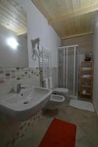 马泰拉Il Nespolo Matera的一间带水槽和淋浴的浴室