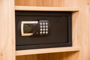 巴特柯尼希祖尔博斯特兰德酒店的木柜中带遥控器的电视