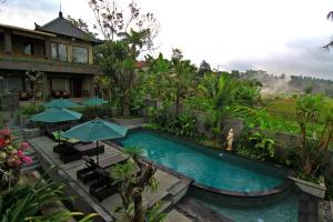 乌布德姆那特巴厘岛度假村的一个带遮阳伞的游泳池的度假酒店
