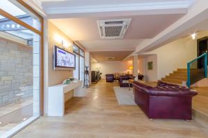 大特尔诺沃单间公寓酒店的带沙发和楼梯的客厅