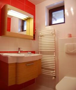 斯特拉扎维拉巴托索瓦雷酒店的一间带水槽、卫生间和镜子的浴室