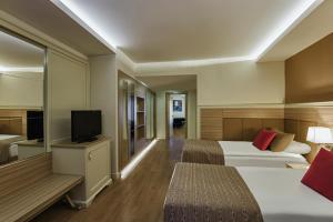 欧库卡拉海豚豪华度假酒店的酒店客房设有两张床和一台平面电视。
