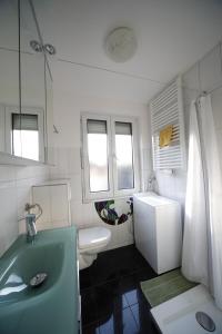 拜罗伊特Apartment Walküre的白色的浴室设有水槽和卫生间。