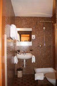 菲施菲协霍夫酒店的一间带水槽和淋浴的浴室