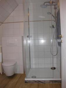 普雷罗Strandlust的带淋浴和卫生间的浴室