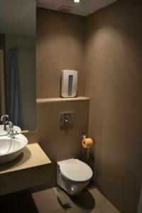 索非亚Bulhotel Pritzker Apartment的一间带卫生间和水槽的浴室