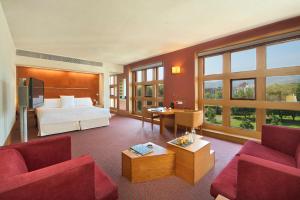 毕尔巴鄂梅里亚毕尔巴鄂酒店的酒店客房设有床和客厅。