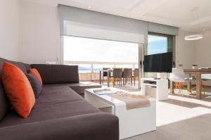 大加那利岛拉斯帕尔马斯Apartment Las Canteras Nautilus 8D的带沙发和电视的客厅