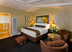太平洋丛林蒙特雷半岛酒店 的酒店客房带一张大床和椅子