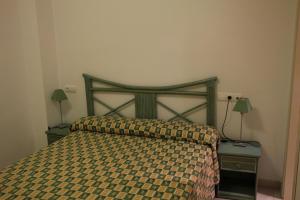 卡尔佩Amatista 12 D - Private的一间卧室配有一张床和两个带灯的床头柜