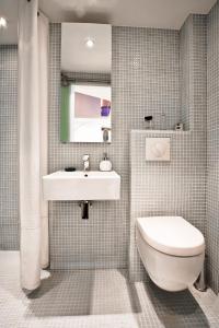 巴黎时尚豪华巴黎市中心复式公寓的一间带卫生间和水槽的浴室