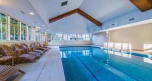 波拉尔帕拉马塔塞鲍勒尔遗址公园公寓式酒店的游泳池,带椅子的房间和游泳池