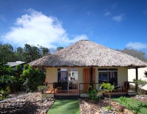 Nanuya Lailai纳努亚岛度假酒店的一个带草屋顶的小小屋