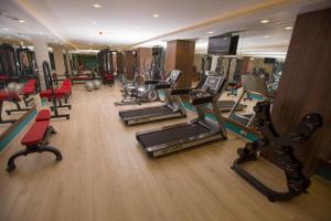 格瑞科勒古如客莱尔公园酒店的健身房设有数台跑步机和健身器材