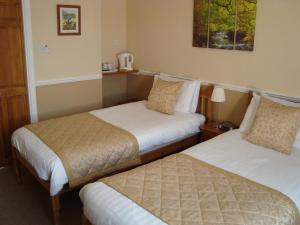斯佩河畔格兰敦柳岸酒店的一间酒店客房,房间内设有两张床