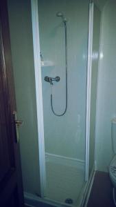 卡尔达斯·德·雷斯Apartamento Loft II Select Real Caldas de Reis的浴室里设有玻璃门淋浴