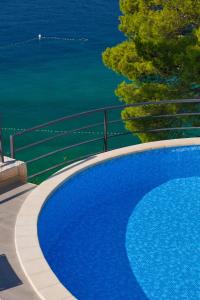 布雷拉宝琳娜别墅酒店的毗邻水面的大型蓝色游泳池