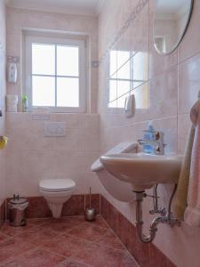 弗拉绍Haus Maier的一间带水槽和卫生间的浴室以及窗户。