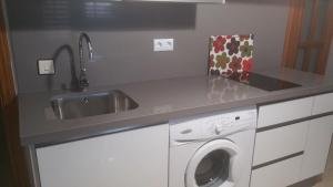 塞维利亚爱德华多拿督公寓的厨房配有水槽和洗衣机