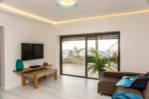 海法Eshkol Housing Haifa - Wallenberg Suites Complex的带沙发和电视的客厅