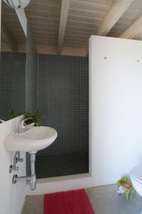 阿尔热祖尔Amazigh-Casas de Vale Figueiras的浴室配有白色水槽和淋浴。